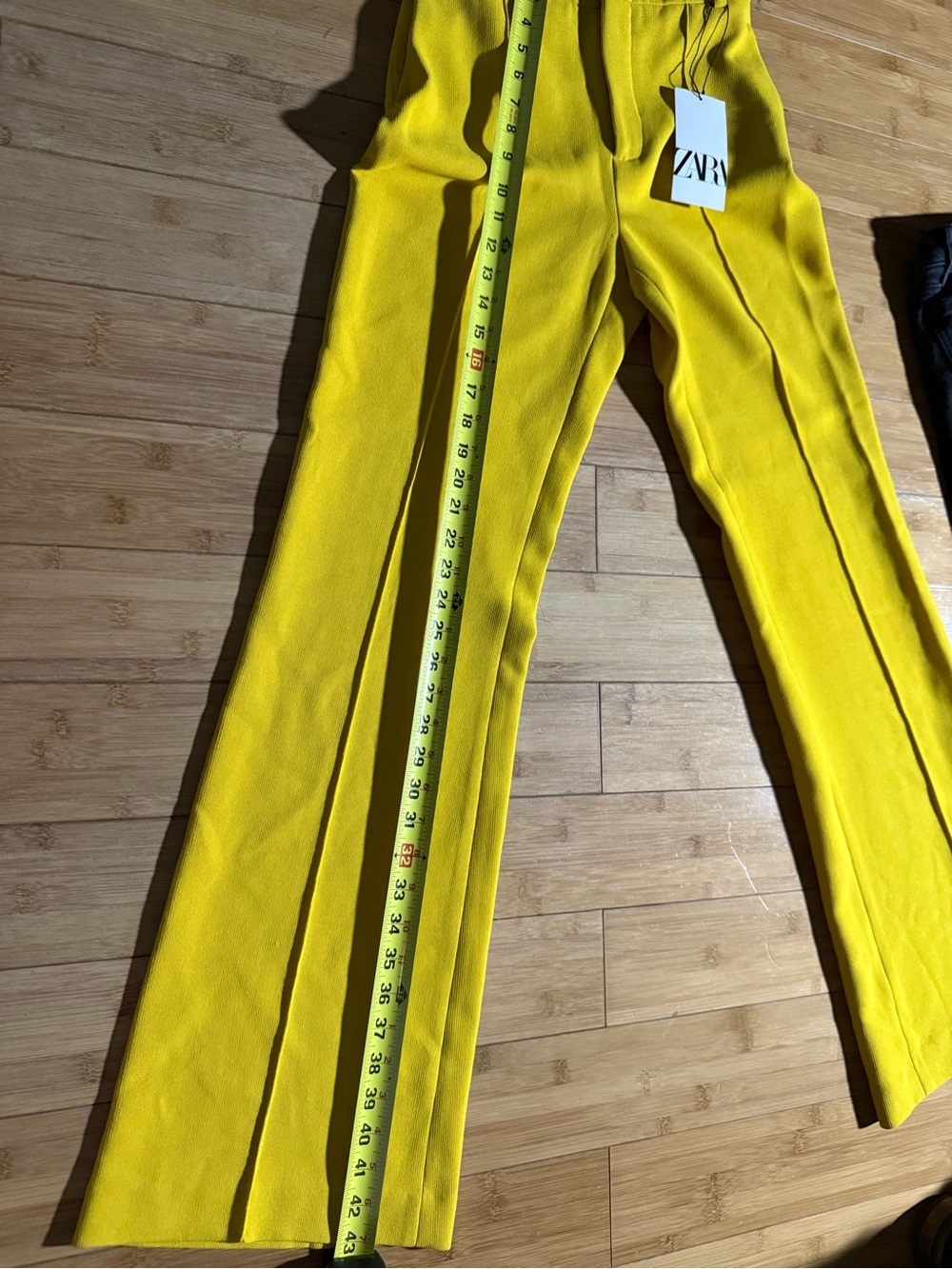 ZARA Yellow High Waisted Wide Leg Flare Pants NWT - Picture 4 of 6